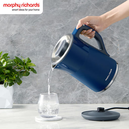 摩飞电器（Morphyrichards）电热水壶 烧水壶 热水壶 家用恒温水壶 1.5L全不锈钢304双层防烫实时显温开水壶 MR6070 蓝 商品图6