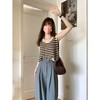 【时髦与舒适并存，敲好看】美式条纹针织吊带小背心女夏季外穿设计感小众冰丝坎肩无袖上衣潮 商品缩略图2