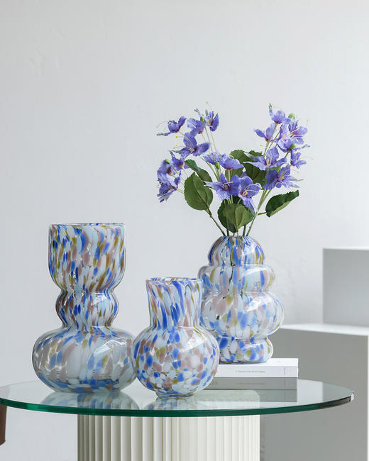 磁粉点点玻璃花瓶摆件饰品餐桌器皿花边口卷边花器 商品图1