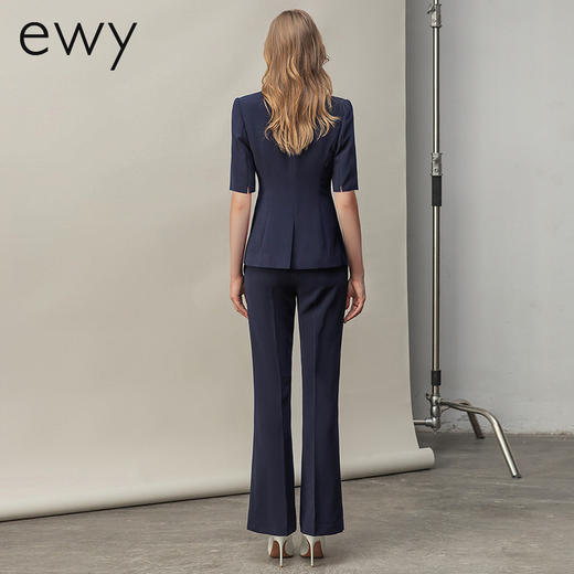 2023夏季新款气质藏青色短袖西装套装上班售楼部薄款工作服ol 商品图3