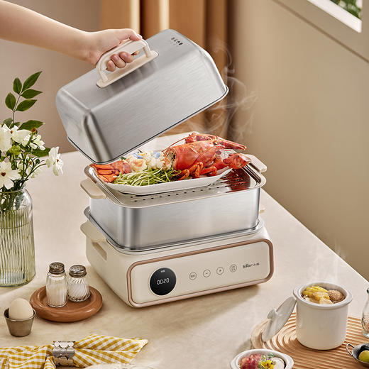 【小程序】小熊电蒸锅 DZG-P20Q5 米白色 双层五金电蒸锅 商品图2