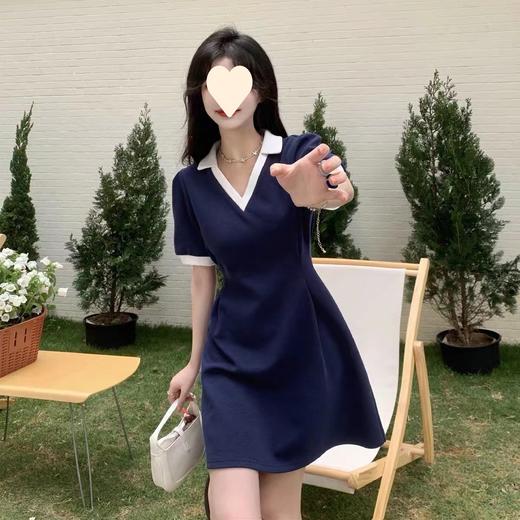 【制服少女，巨藏肉，简约不简单】爆款v领收腰a字连衣裙小个子设计感小众法式长裙2023年女夏季新款 商品图4