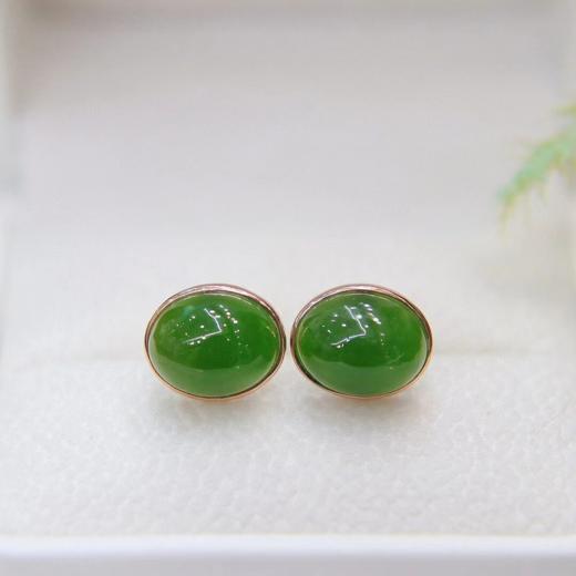 和田玉—碧玉耳钉 商品图0
