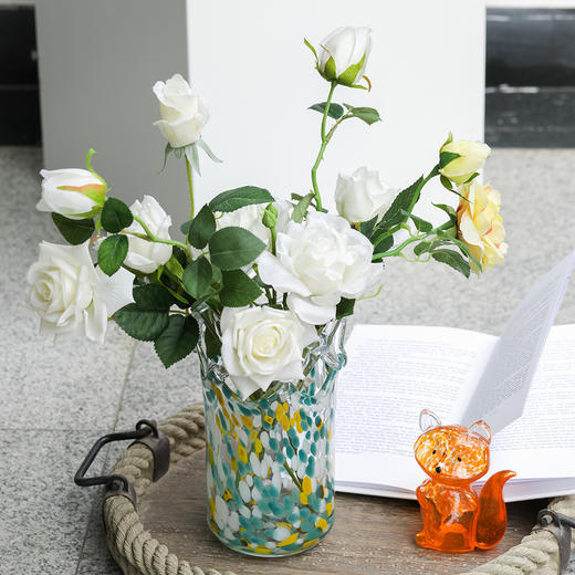 磁粉点点玻璃花瓶摆件饰品餐桌器皿花边口卷边花器 商品图2