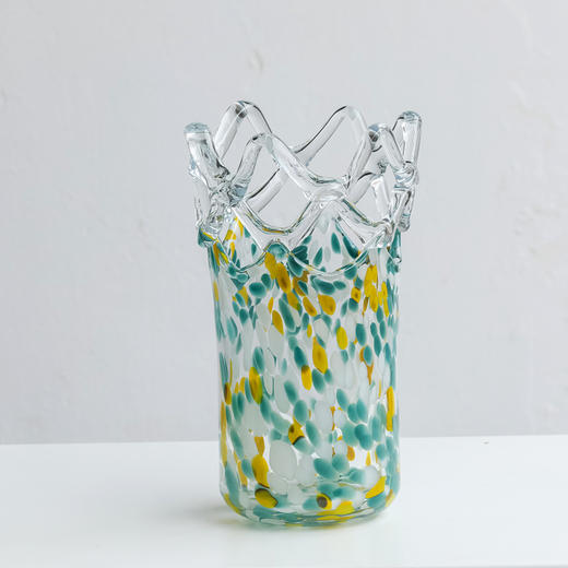 磁粉点点玻璃花瓶摆件饰品餐桌器皿花边口卷边花器 商品图6