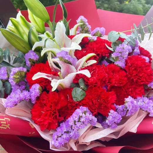 【福满安康】香水百合➕19朵康乃馨大气精品花束 商品图2