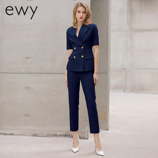 藏青色西装套装套裤女夏季比亚迪工装西服套装女职业售楼处工作服 商品图2