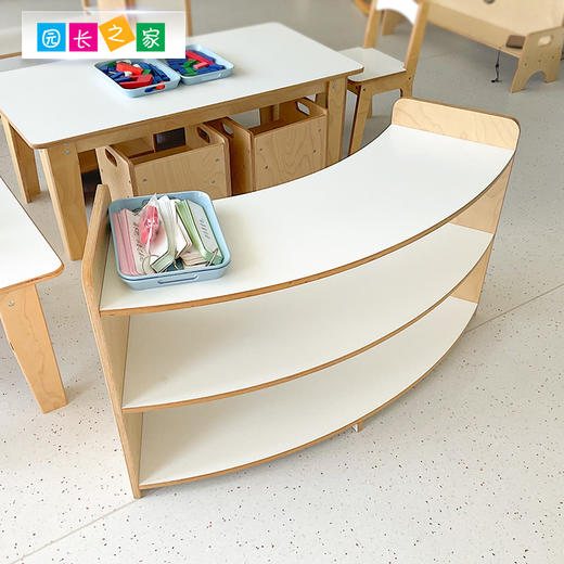 幼儿园家具桦木实木教具柜架 蒙氏教具 桦木弧形教具架 商品图1