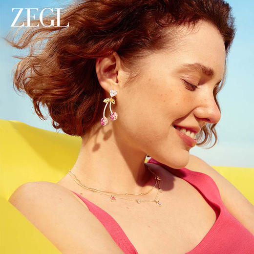 ZEGL设计师水果系列车厘子耳环女小众设计感高级耳钉夏天银针耳饰 商品图1