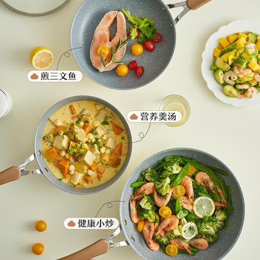 KIMS COOK白色恋人煎锅平底锅不粘锅家用炒锅无油烟炒菜锅电磁炉燃气灶专用 商品图5