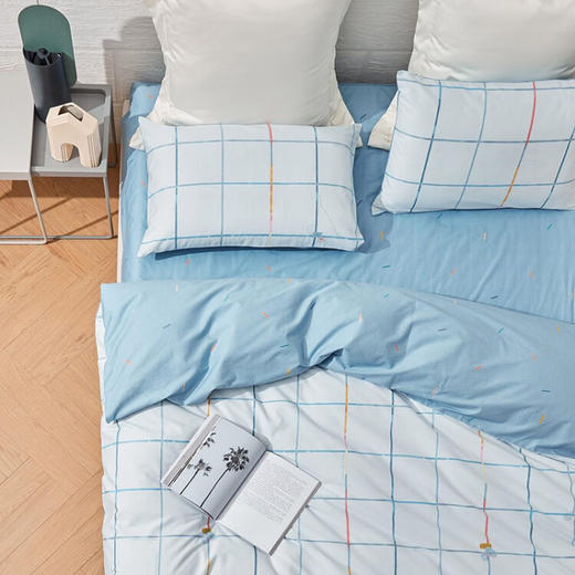 罗莱（LUOLAI） 四件套纯棉床单被罩枕套全棉床上TG单双人四季简约悦动人生 200*230cm 商品图2