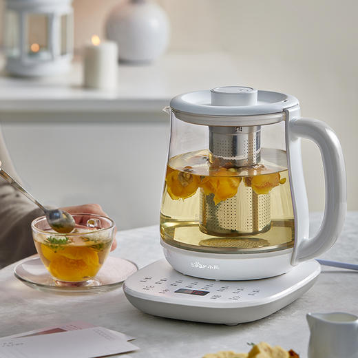 【小程序】小熊养生壶 YSH-D15V9 白色 玻璃壶身+牛皮箱 有滤网 无功能灯款 商品图4