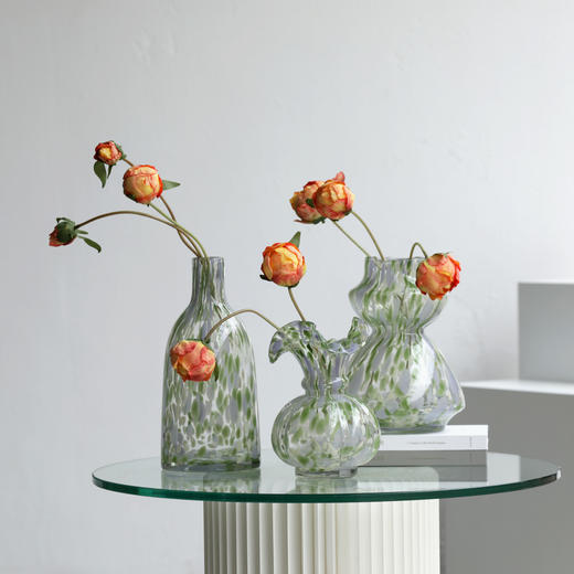 磁粉点点玻璃花瓶摆件饰品餐桌器皿花边口卷边花器 商品图2