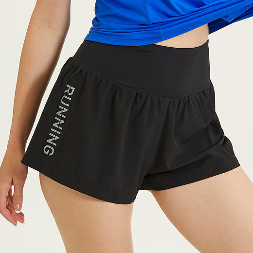 【折扣】科里芙 防走光运动短裤女健身跳操跑步假两件带口袋速干瑜伽裤 商品图0