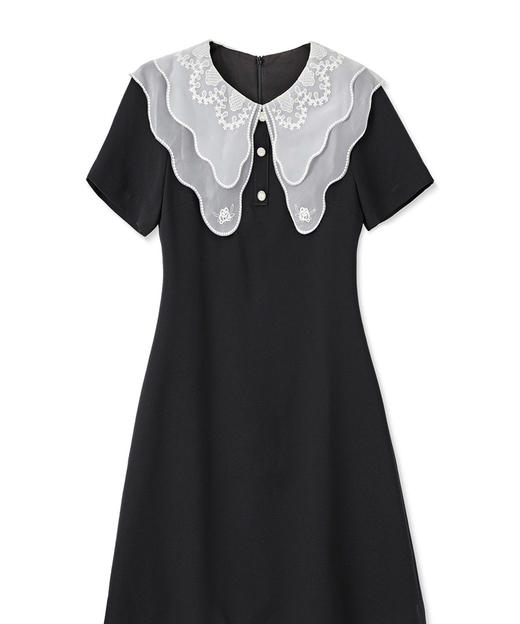 小众气质，法式娃娃领温柔风设计感刺绣纽扣显瘦A字连衣裙WLZD-2309712 商品图4