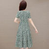 气质夏款，中长款碎花简约系带收腰时尚雪纺裙方领短袖连衣裙QYM-DFN-A2857-L 商品缩略图2