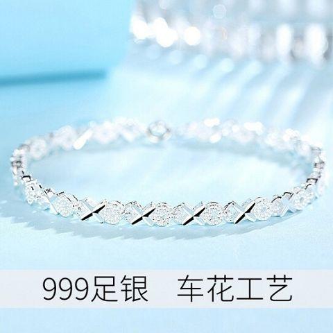 DD-银手链可调节经典气质四叶银手链女 商品图3