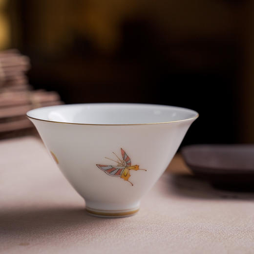 自慢堂 大盅杯/蝴蝶 景德镇陶瓷茶杯高档个人专用功夫茶杯品茗杯 商品图2