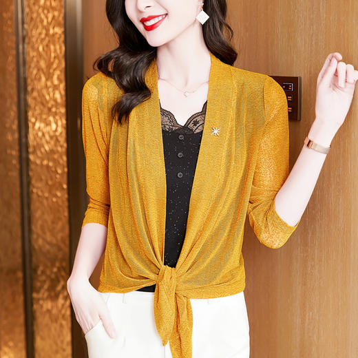 夏季新款，时尚百搭纯色九分袖外披衣百搭大码空调衫KQL-E37M2612 商品图0