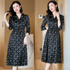 ASE-23068印染V领气质百搭时尚真丝连衣裙 商品缩略图1