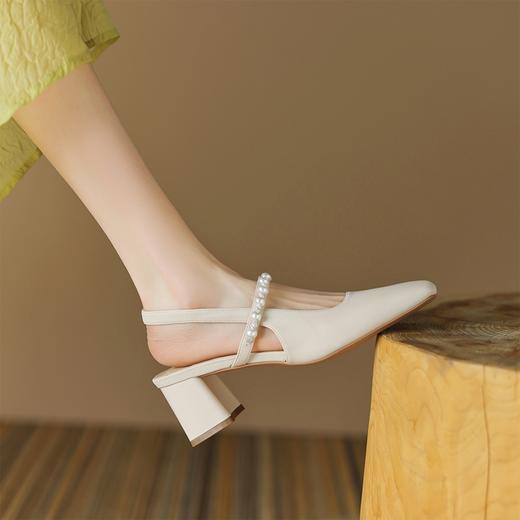 ZHR包头单凉鞋半拖鞋女夏外穿鞋子韩版珍珠凉鞋百搭单鞋高跟鞋女 商品图4