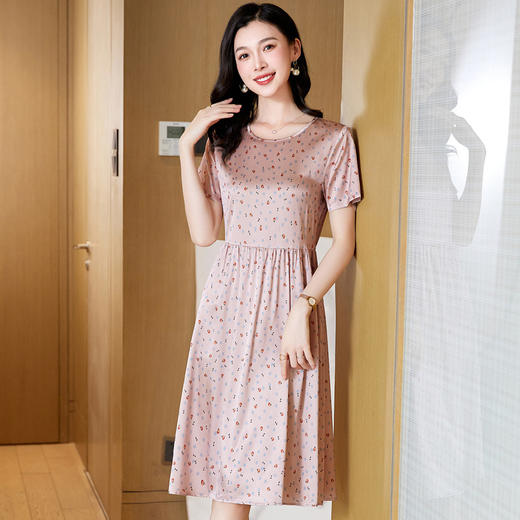 ASE-23058圆领气质时尚优雅知性真丝连衣裙 商品图5