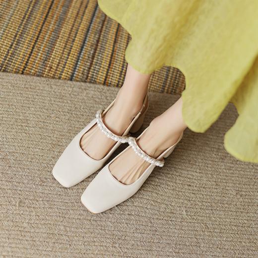 ZHR包头单凉鞋半拖鞋女夏外穿鞋子韩版珍珠凉鞋百搭单鞋高跟鞋女 商品图3