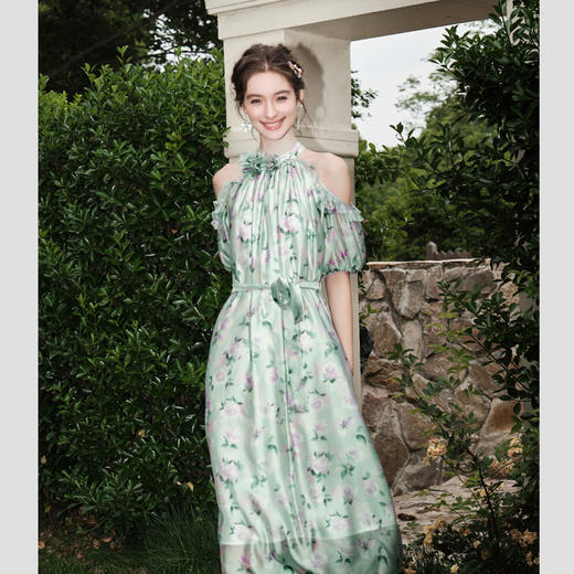 【孤品样衣，不退不换】【伊芙花园】法式气质印花时尚连衣裙女2023夏季新款 商品图0