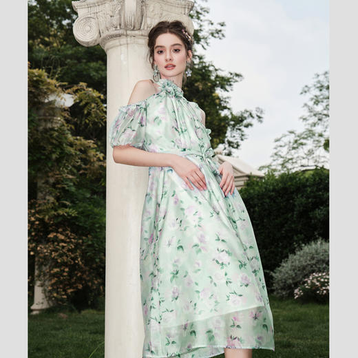 【孤品样衣，不退不换】【伊芙花园】法式气质印花时尚连衣裙女2023夏季新款 商品图3