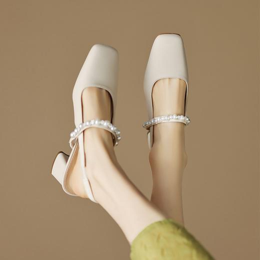 ZHR包头单凉鞋半拖鞋女夏外穿鞋子韩版珍珠凉鞋百搭单鞋高跟鞋女 商品图2