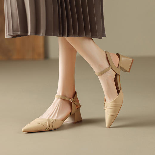 ZHR尖头单凉鞋女2023新款夏季韩版百搭包头时装一字扣带凉鞋气质 商品图8