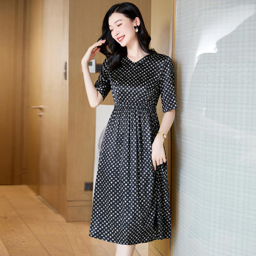 ASE-23069时尚气质百搭优雅知性真丝连衣裙 商品图3