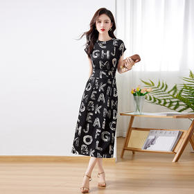 夏季新款，女法式气质显瘦垂感印花裙子连衣裙HR-WZ60329