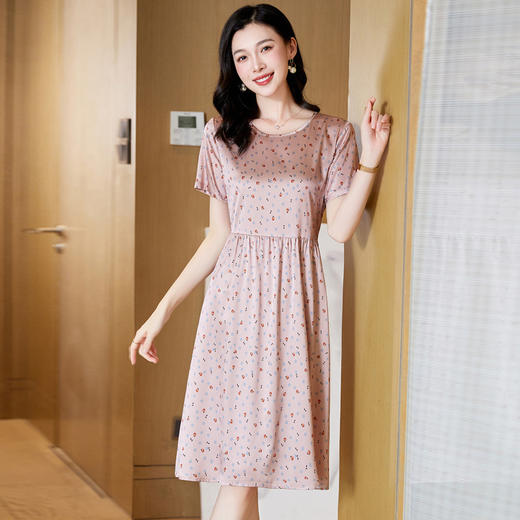 ASE-23058圆领气质时尚优雅知性真丝连衣裙 商品图2