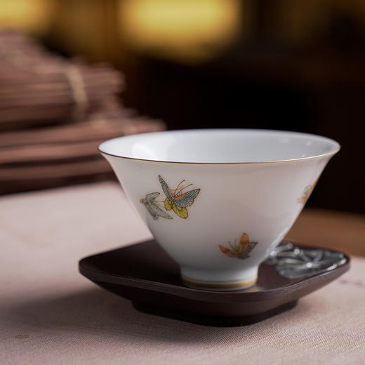 自慢堂 大盅杯/蝴蝶 景德镇陶瓷茶杯高档个人专用功夫茶杯品茗杯 商品图0