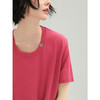 COCOBELLA质感金属LOGO凉感针织T恤气质玫红色圆领短袖TS125 商品缩略图4