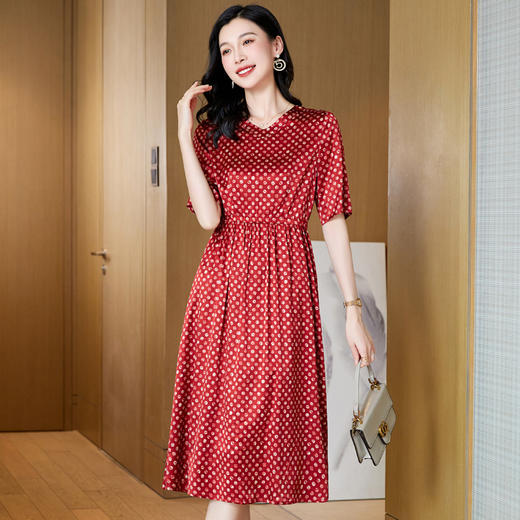 ASE-23069时尚气质百搭优雅知性真丝连衣裙 商品图4