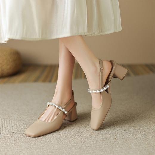 ZHR包头单凉鞋半拖鞋女夏外穿鞋子韩版珍珠凉鞋百搭单鞋高跟鞋女 商品图7