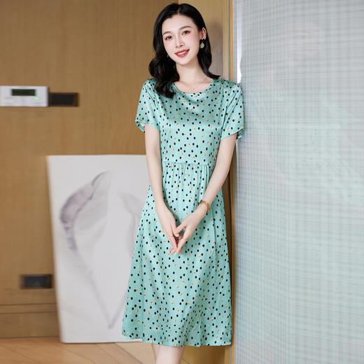 ASE-23058圆领气质时尚优雅知性真丝连衣裙 商品图4