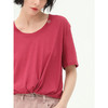 COCOBELLA质感金属LOGO凉感针织T恤气质玫红色圆领短袖TS125 商品缩略图1