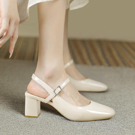 品质好货 | Safiya索菲娅2023新款二层牛皮方头粗跟后空浅口单鞋玛丽珍SF31115775