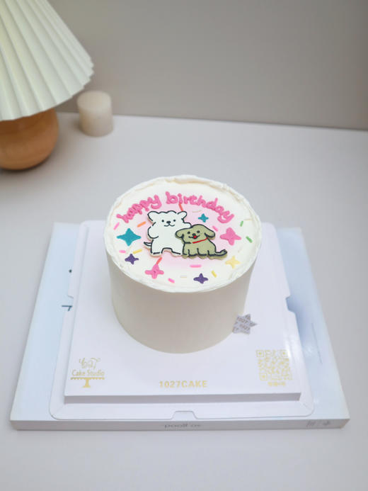 1027CAKE |  手绘蛋糕  双人手绘 动物 周年纪念 线条狗 商品图0