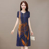 气质通勤，夏款印花中长款修身时尚雪纺裙圆领短袖连衣裙QYM-XQD-59B2339-L 商品缩略图1