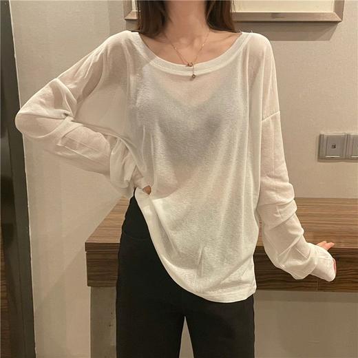 【防晒清凉舒适与时尚并存，敲柔软透气】大码t恤女装夏季新款糖果色防晒衫T恤衫百搭色内搭薄款上衣 商品图1