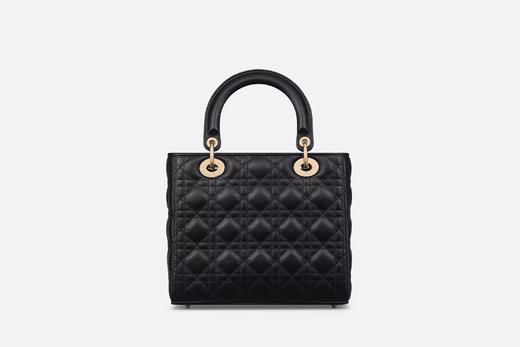 【欧洲专柜直邮】DIOR 迪奥 女士新品 中号 LADY DIOR 手袋 黑色羊皮革藤格纹  M0565OPEH 商品图2