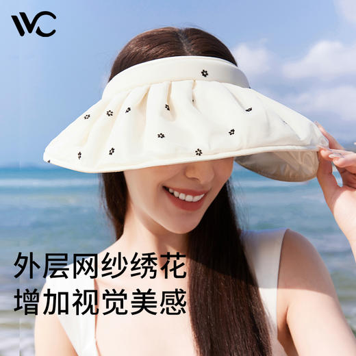 VVC空顶防晒帽子贝壳帽女夏防紫外线遮阳帽遮脸太阳帽沙滩户外 商品图2