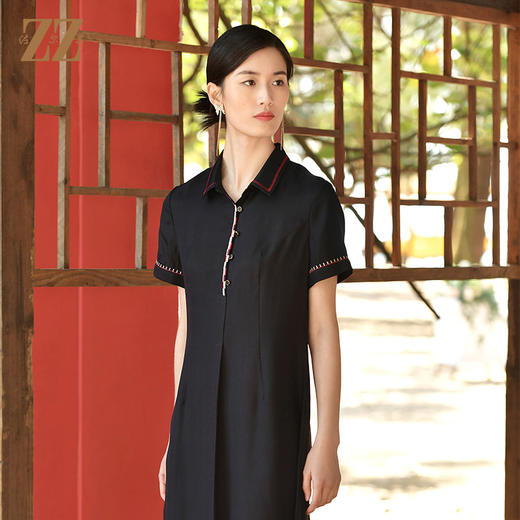 佐尔美夏季新款 国风气质桑蚕丝真丝连衣裙女E32LS52 商品图3