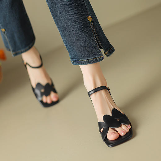 法式优雅，镂空个性真皮高跟凉鞋NX-m1589 商品图2