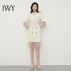 IWY/夏季短袖杏色西装连衣裙女薄款收腰显瘦气质播音主持人正装女Q13248 商品缩略图0