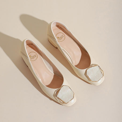 品质好货 | Safiya索菲娅2023新款二层牛皮粗跟通勤鞋时尚浅口单鞋SF31115757 商品图11